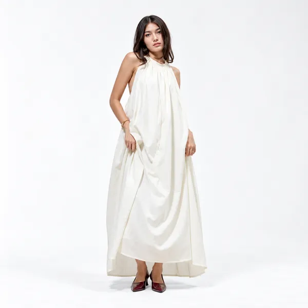 White_Mull_Cotton_Gathered_Halter_Maxi_Dress_For_Women