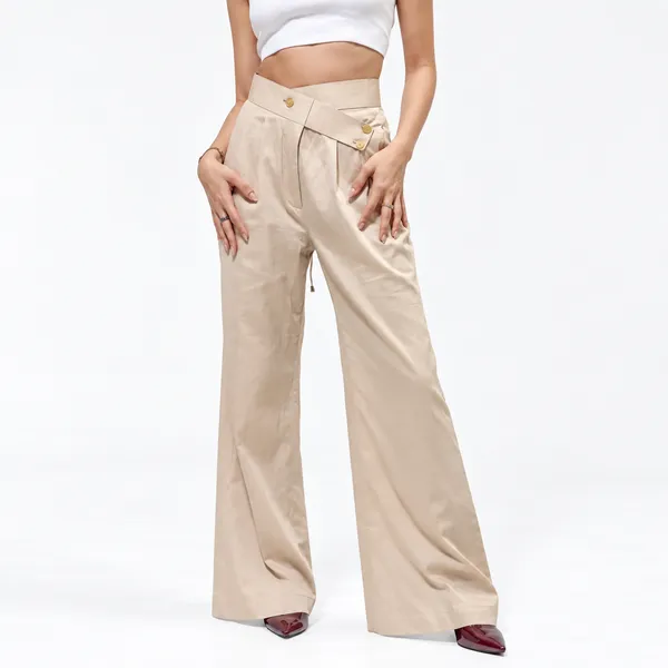 Beige_Cotton_High-Waist_Wide_Leg_Pants_For_Women