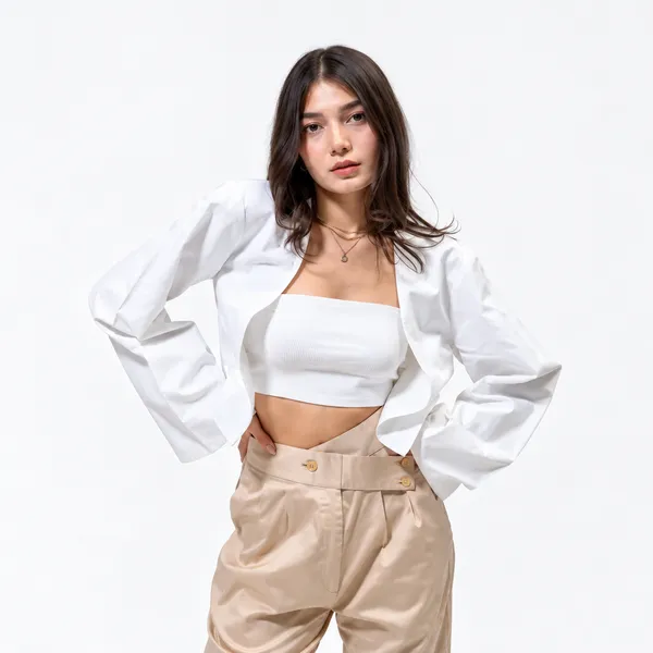 White_Linen_Cotton_Collarless_Cropped_Jacket_For_Women