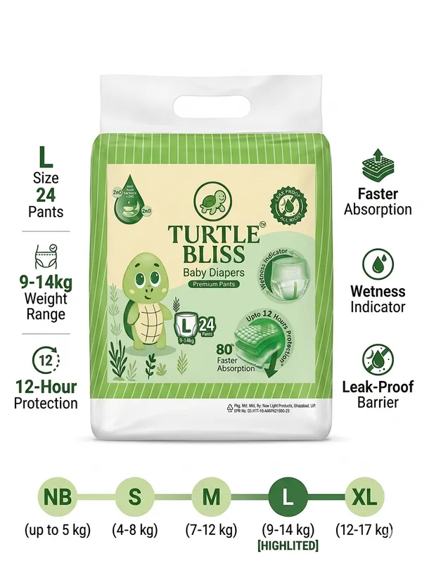 Turtle_Bliss_Premium_Pant_Style_Baby_Diapers_Large(L),_24_Count,_9-14_kg,_Leak_Proof_Diapers_|_Super_Soft_Gentle_Fit_|_Skin_Friendly_with_Aloevera_&_ZNO_(Large,_Pack_of_1)