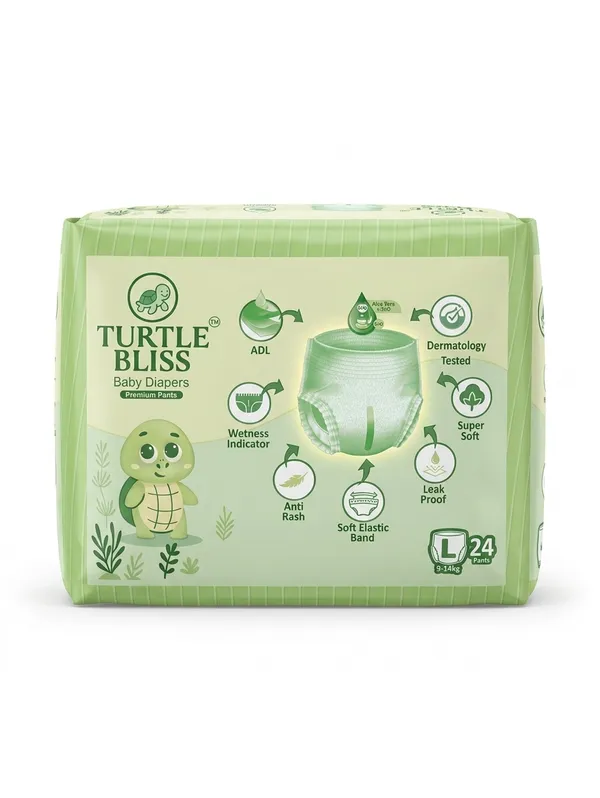 Turtle_Bliss_Premium_Pant_Style_Baby_Diapers_Large(L),_24_Count,_9-14_kg,_Leak_Proof_Diapers_|_Super_Soft_Gentle_Fit_|_Skin_Friendly_with_Aloevera_&_ZNO_(Large,_Pack_of_1)