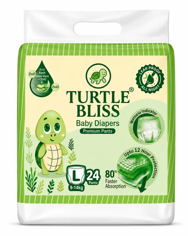 Turtle_Bliss_Premium_Pant_Style_Baby_Diapers_Large(L),_24_Count,_9-14_kg,_Leak_Proof_Diapers_|_Super_Soft_Gentle_Fit_|_Skin_Friendly_with_Aloevera_&_ZNO_(Large,_Pack_of_1)