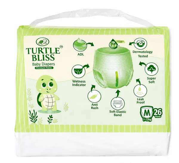 Turtle_Bliss_Premium_Pant_Style_Baby_Diapers_Medium(M),_26_Count,_7-12_kg,_Leak_Proof_Diapers_|_Super_Soft_Gentle_Fit_|_Skin_Friendly_with_Aloevera_&_ZNO_(Medium,_Pack_of_1)