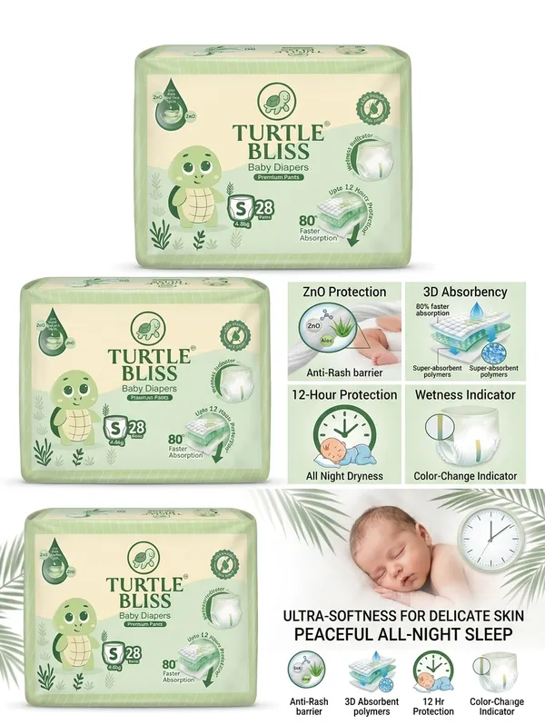 Turtle_Bliss_Premium_Pant_Style_Baby_Diapers_Small(S),_28_Count,_4-8_kg,_Leak_Proof_Diapers_|_Super_Soft_Gentle_Fit_|_Skin_Friendly_with_Aloevera_&_ZNO_(Small,_Pack_of_1)