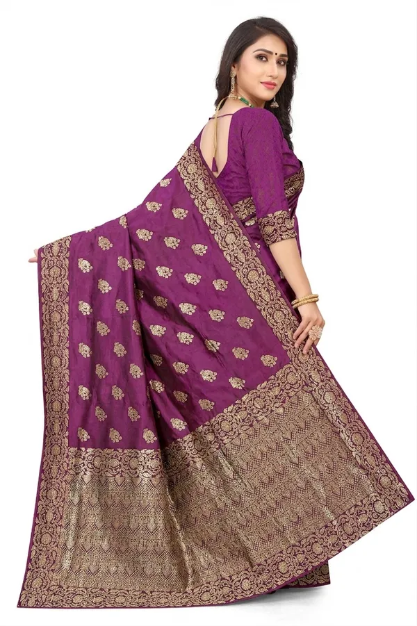 Elegant_Dark_Purple_Gold_Zari_Woven_Jacquard_Saree_Default_Title