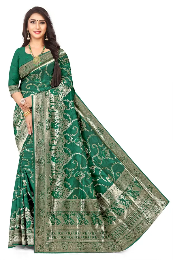 Minimalist_Green_Jacquard_Weaving_Saree_For_Everyday_Elegance_Default_Title