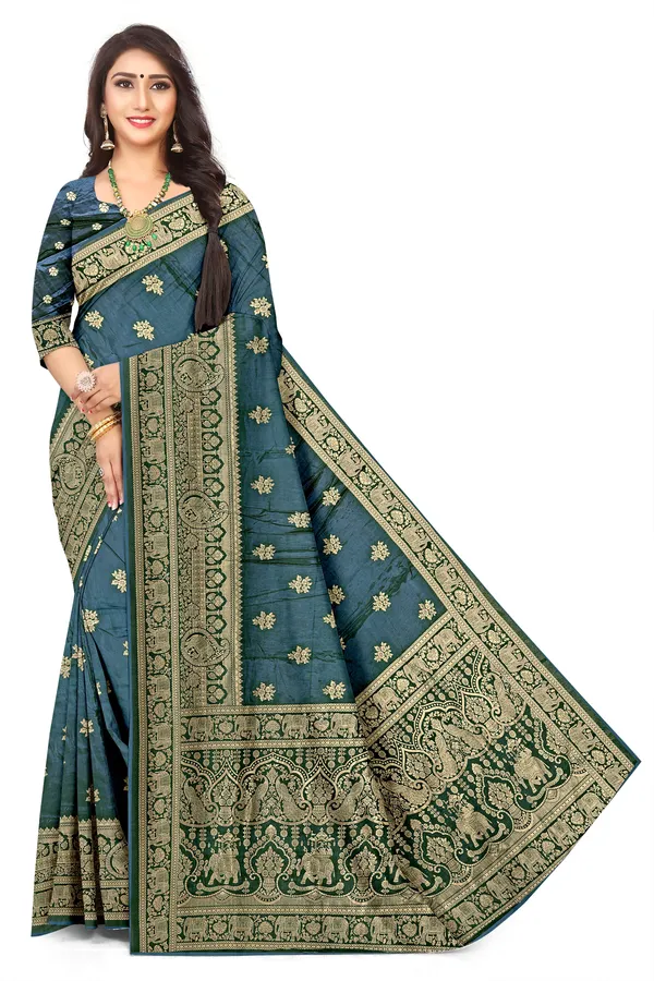 Elegant_Ethnic_Dark_Green_jacquard_Saree_With_Designer_Pallu_Default_Title