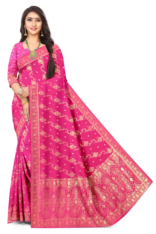 Graceful_Jacquard_Banarasi_Style_Saree_For_Women_With_Dark_Pink_Colour_Default_Title