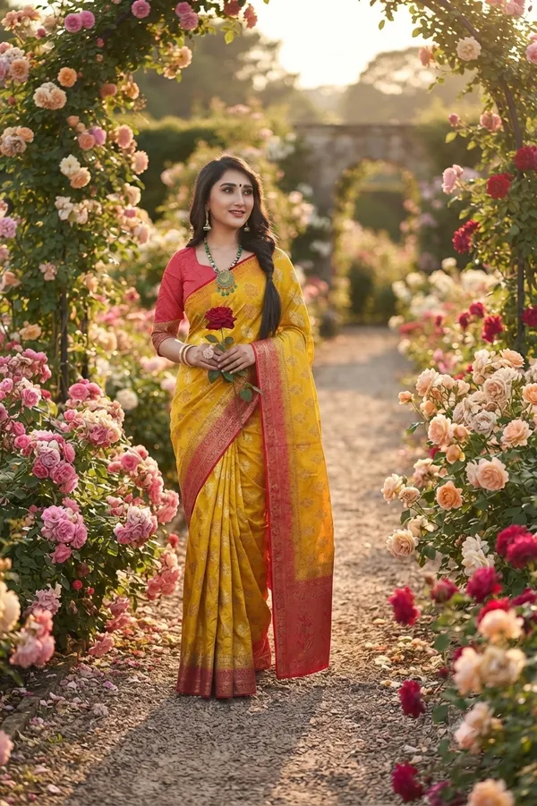 Yellow_With_Red_Palav_Graceful_Jacquard_Banarasi_Style_Saree_With_Swarovski_Work_For_Women_Default_Title