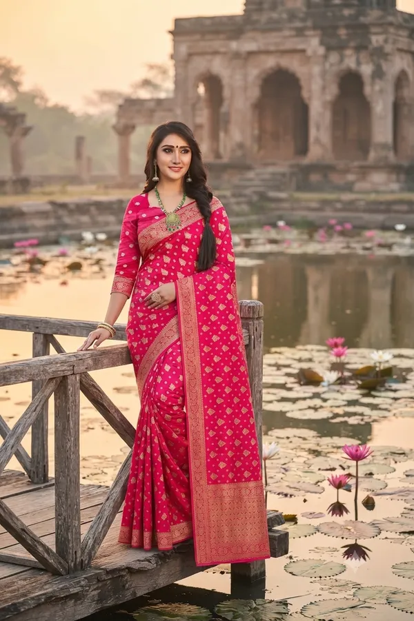 Royal_Red_Banarasi_Style_Jacquard_Silk_Saree_With_Rich_Woven_Border_Default_Title