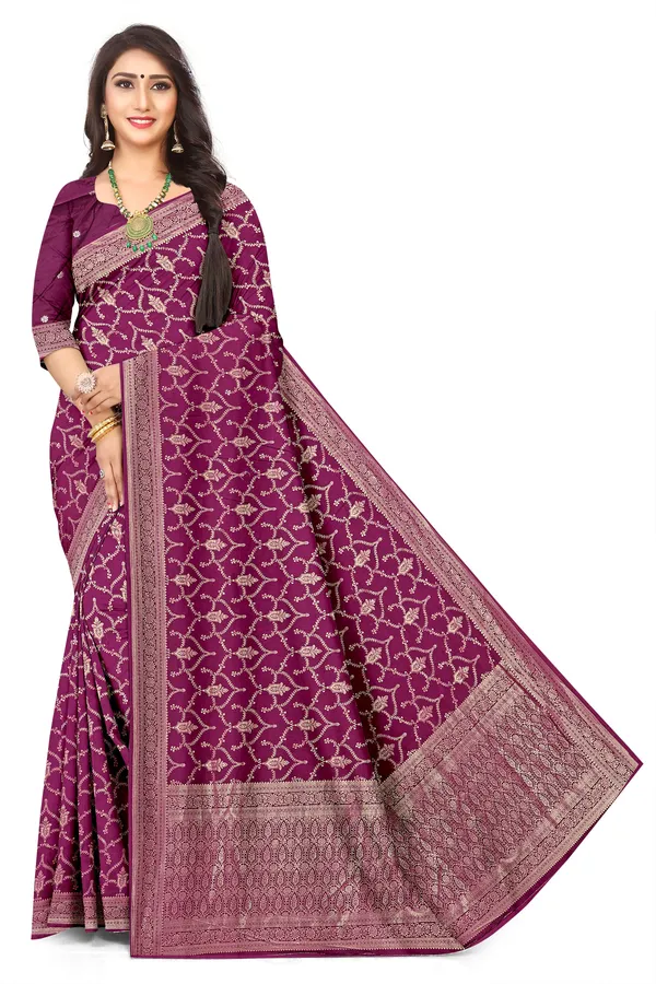 Signature_Banarasi_Dark_Wine_Viscose_Jacquard_Collection_Saree_Default_Title
