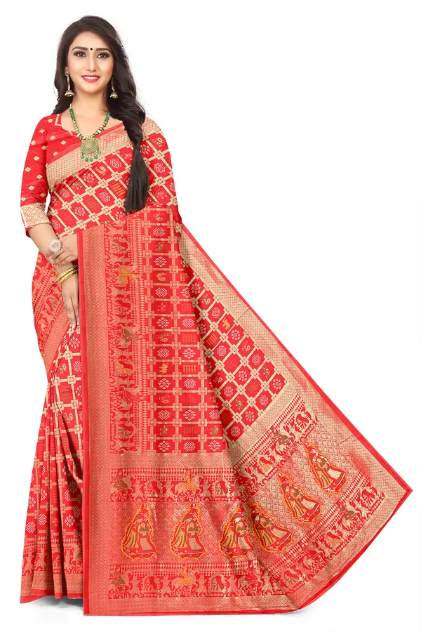 Grand_Wedding_Red_Bandhni_Viscose_Jacquard_Silk_Saree_Default_Title