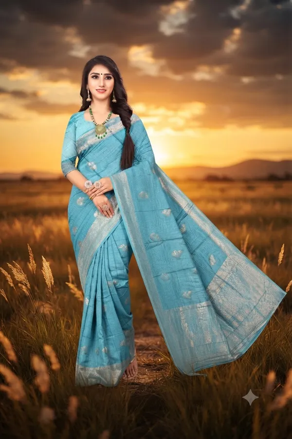 Sky_Blue_Premium_Viscose_Jacquard_Saree_With_Rich_Woven_Zari_Border_Default_Title
