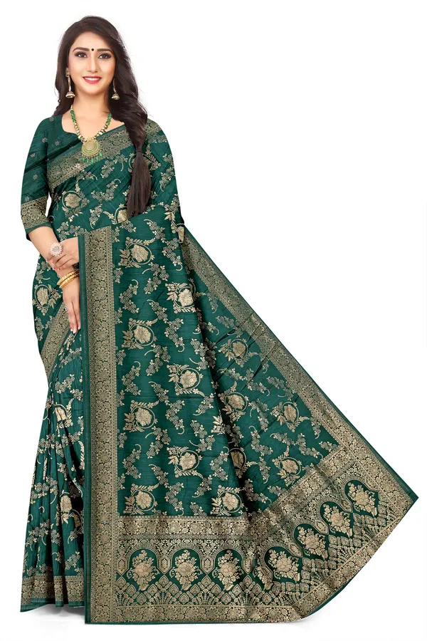 Emerald_Dark_Green_Viscose_Jacquard_Saree_Traditional_Handloom_Style_Saree_Default_Title