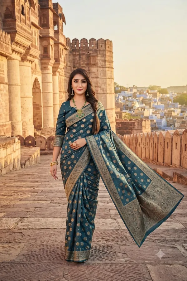 Dark_Blue_Viscose_Satin_Saree_Office_Casual_Wear_Default_Title