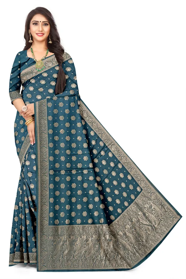 Dark_Blue_Viscose_Satin_Saree_Office_Casual_Wear_Default_Title