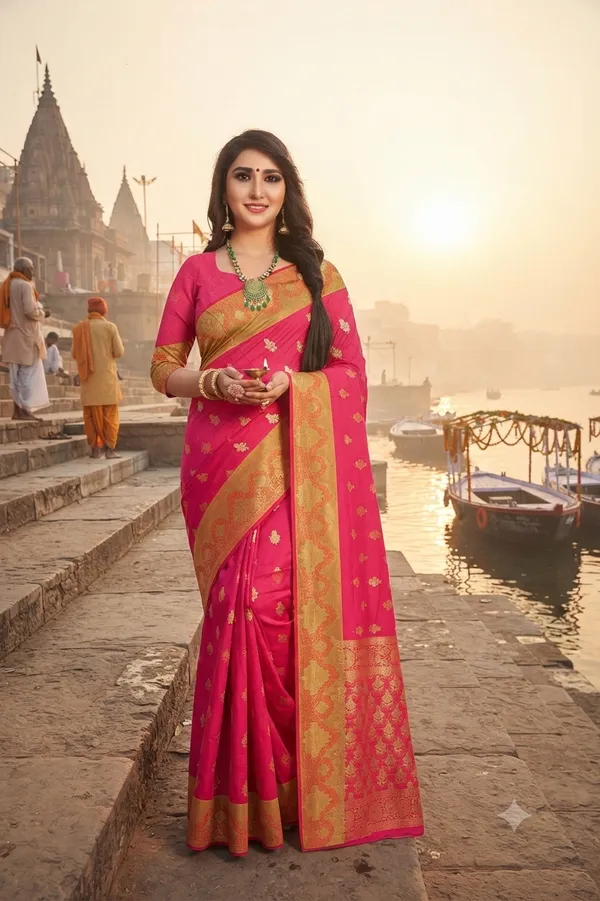 Graceful_Jacquard_Banarasi_Style_Red_Colour_Saree_For_Women_Default_Title