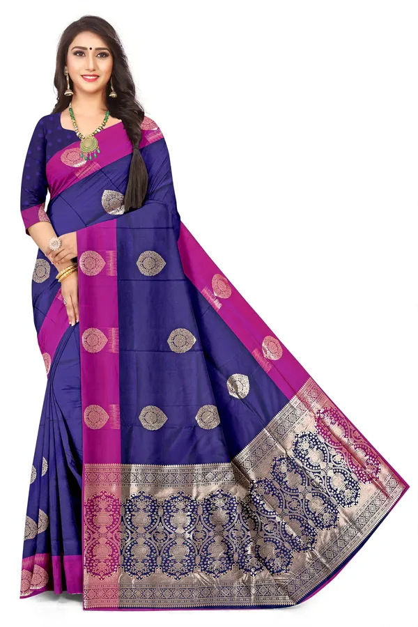 South_Indian_Style_Temple_Border_Jacquard_Saree_Default_Title