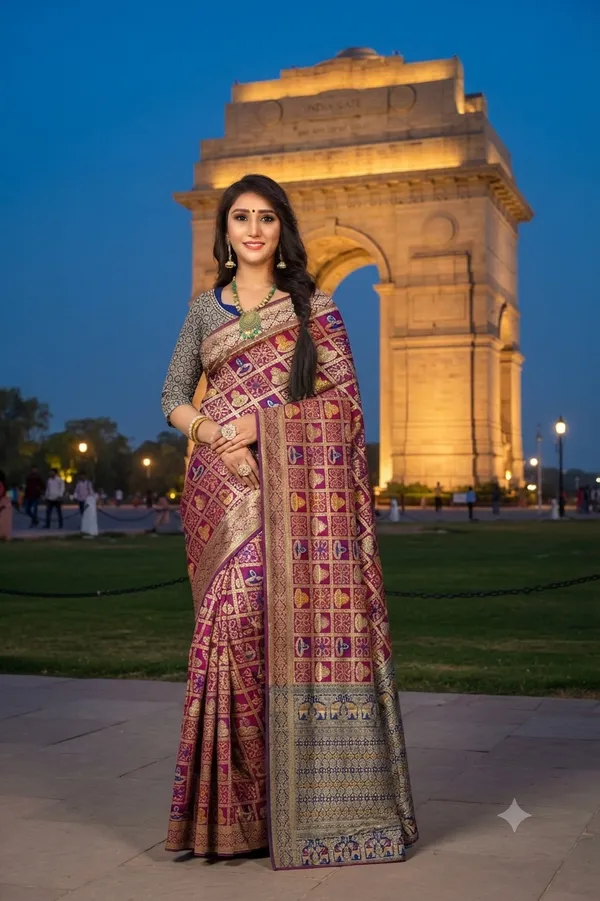 Minimalist_Jacquard_Weaving_Kota_Patola_Saree_For_Everyday_Elegance_Default_Title