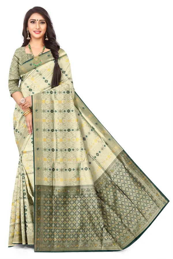 Rich_Woven_Pista_Dark_Green_Banarasi_Silk_Saree_Default_Title