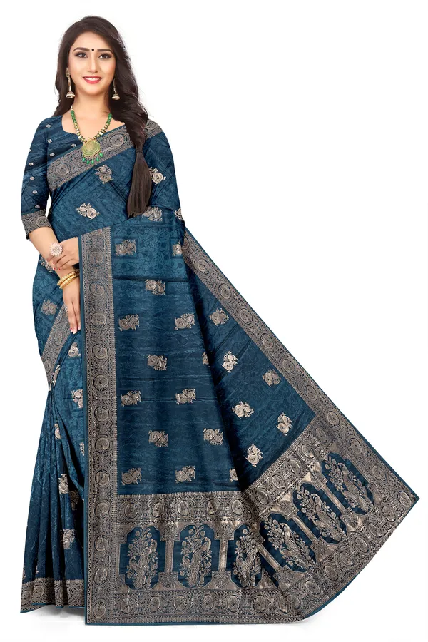Bamboo_Viscose_Satin_Jacquard_Weave_Saree_With_Zari_Border_Default_Title