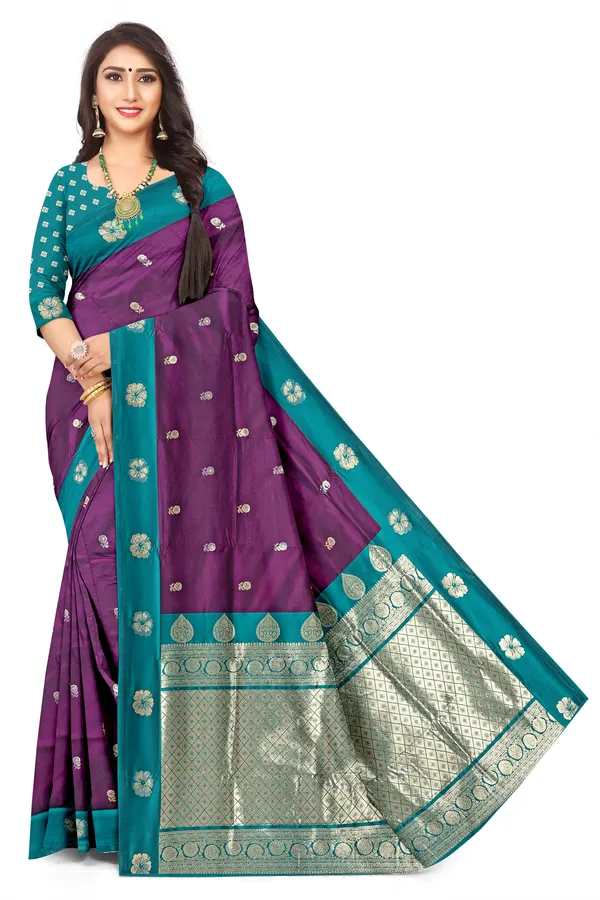 Wine_Colour_Woven_Jacquard_Silk_Blend_Saree_Default_Title