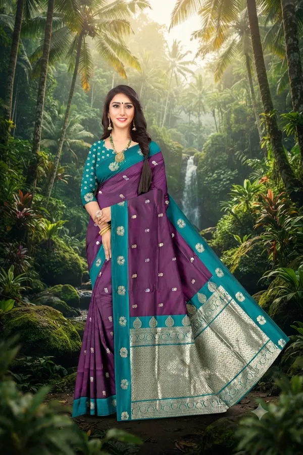 Wine_Colour_Woven_Jacquard_Silk_Blend_Saree_Default_Title