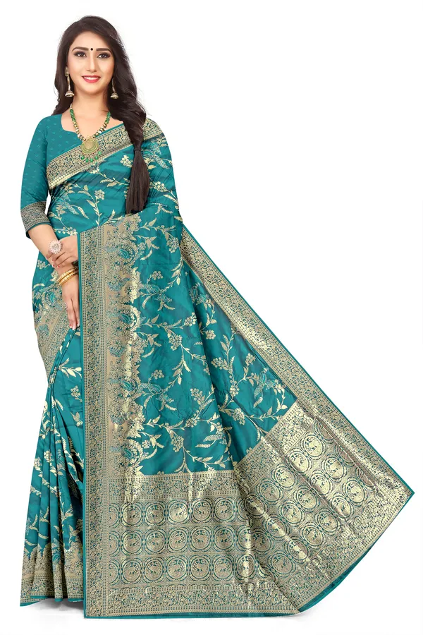 Festive_Wear_Peacock_Jaal_Design_Jacquard_Silk_Saree_Default_Title
