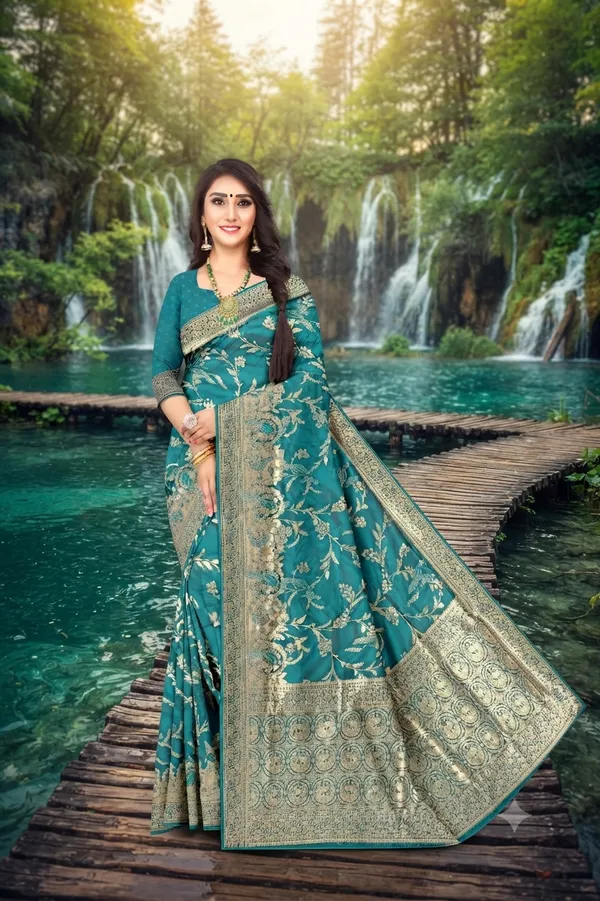 Festive_Wear_Peacock_Jaal_Design_Jacquard_Silk_Saree_Default_Title