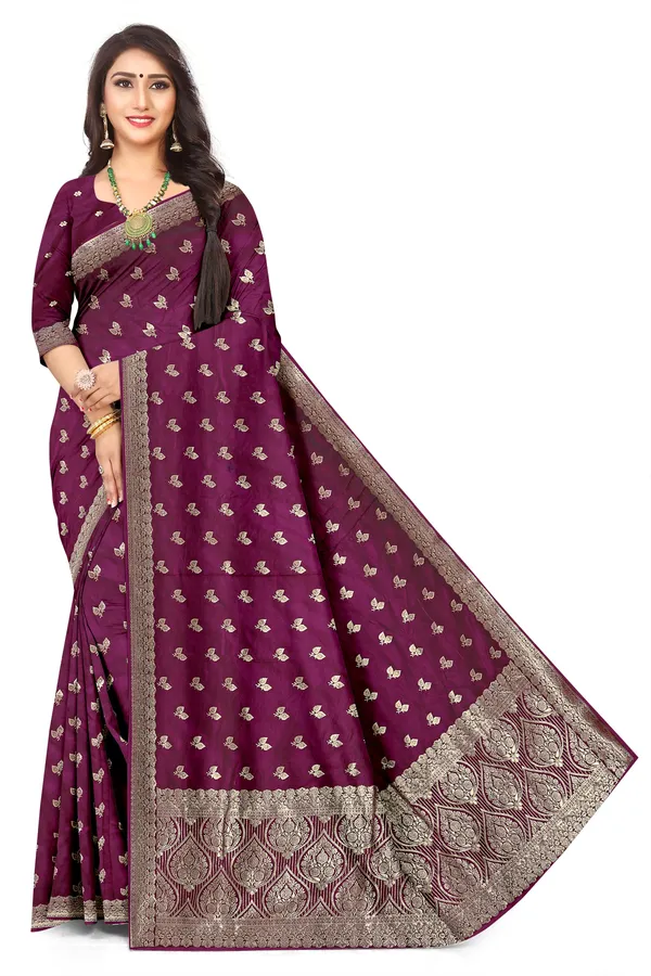 Glamorous_Metallic_Gold_Tone_Wine_Satin_Jacquard_Saree_For_Evening_Cocktail_Parties_Default_Title