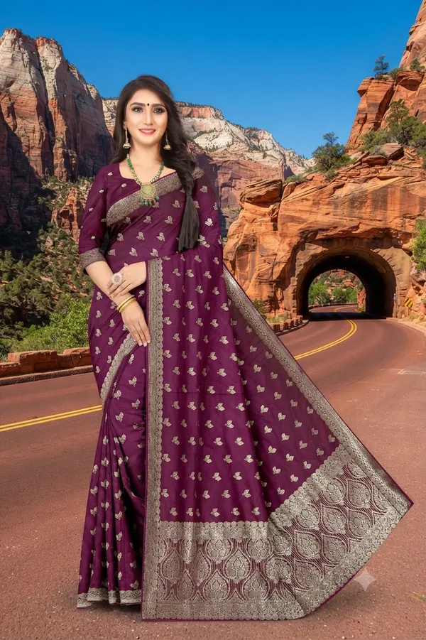 Glamorous_Metallic_Gold_Tone_Wine_Satin_Jacquard_Saree_For_Evening_Cocktail_Parties_Default_Title