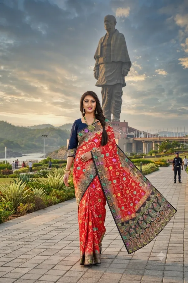 Traditional_Floral_Jaal_Bandhani_With_Meenakari_Work_Woven_Jacquard_Saree_Default_Title