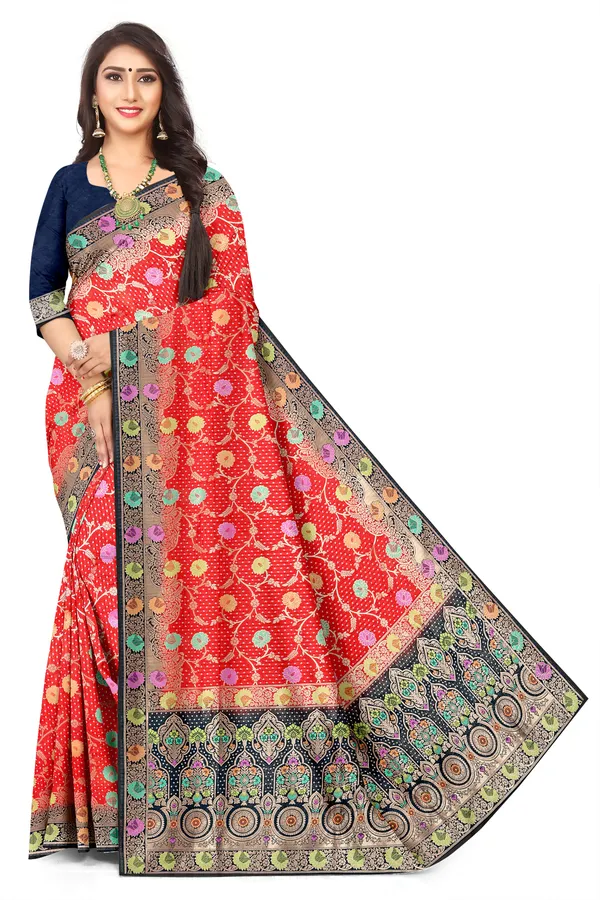 Traditional_Floral_Jaal_Bandhani_With_Meenakari_Work_Woven_Jacquard_Saree_Default_Title
