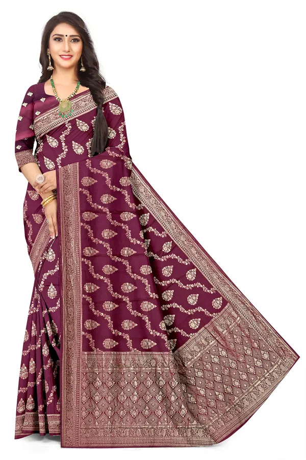 Luxury_Wedding_Dark_Maroon_Wear_Jacquard_Silk_Saree_Default_Title