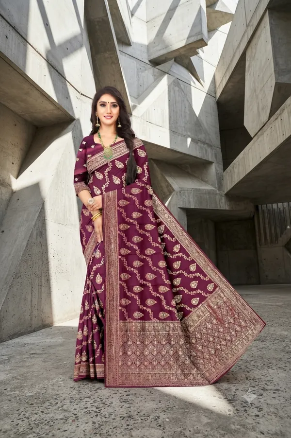 Luxury_Wedding_Dark_Maroon_Wear_Jacquard_Silk_Saree_Default_Title
