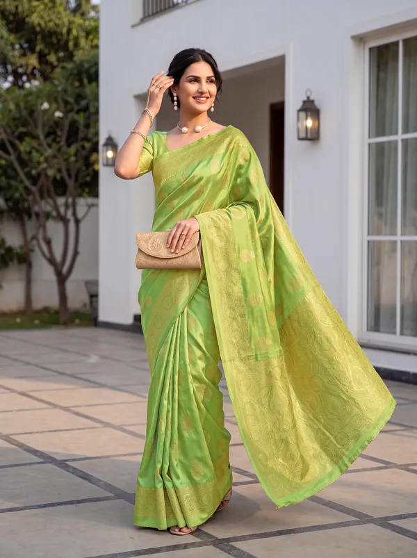 Elegant_Pista_Green_Viscose_Tissue_Super_Silk_Saree_With_Golden_Woven_Motifs_Default_Title