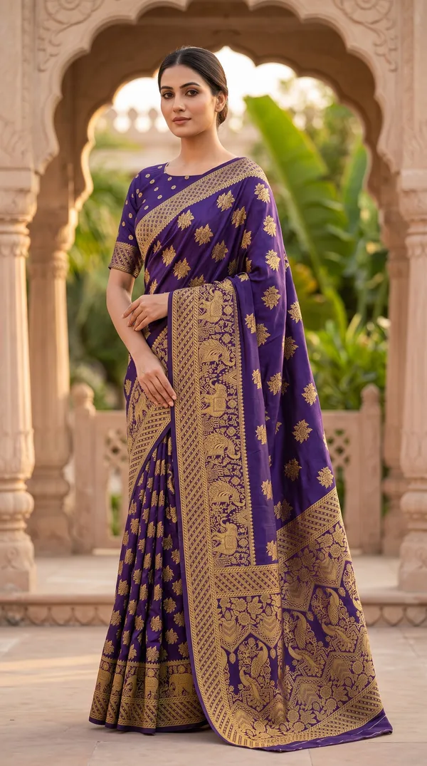 Premium_Viscose_Jacquard_Saree_With_Daman_Border_Rich_Traditional_Floral_Paisley_Woven_Design_Default_Title