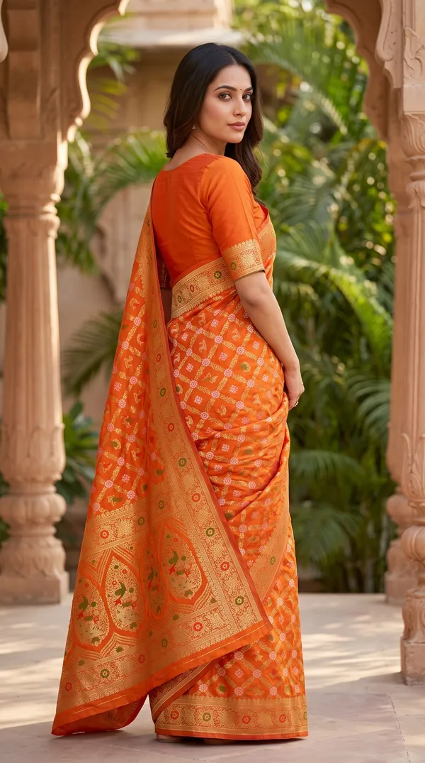 Orange_Viscose_Bandhani_Jacquard_Saree_Traditional_Saree_Default_Title