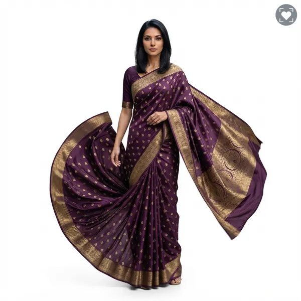Wine_Viscose_Satin_Bamboo_Jacquard_L_Saree_Default_Title