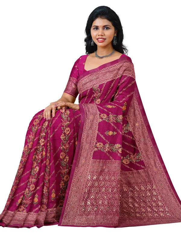 Rani_Viscose_Jacquard_Saree_With_Straight_Meenakari_Patta_Heavy_Meenakari_Work_Default_Title