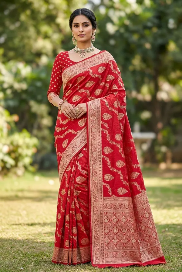 Red_Viscose_Organza_Satin_Jacquard_Saree_With_Traditional_Woven_Motifs_Default_Title