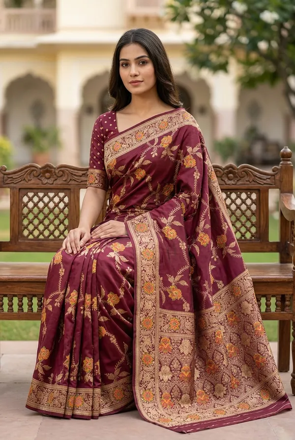 Viscose_Meenakari_Work_Jacquard_Saree_Rich_Wine_Maroon_Floral_Designer_Saree_Default_Title