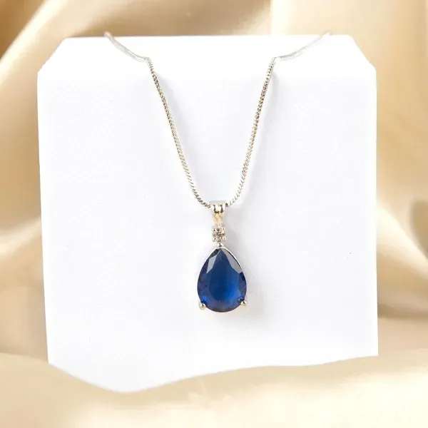 Blue_Teardrop_Gemstone_Gold_Tone_Pendant_Necklace_For_Women_Pack_Of_2