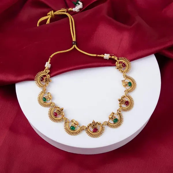 Gold_Plated_Green_Maroon_Stone_Half_Moon_Necklace_Earrings_Set_For_Women_More