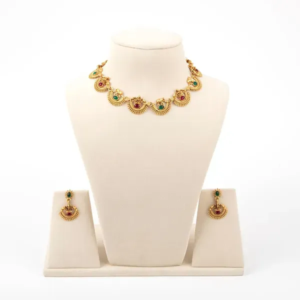 Gold_Plated_Green_Maroon_Stone_Half_Moon_Necklace_Earrings_Set_For_Women_More