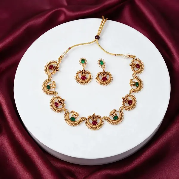 Gold_Plated_Green_Maroon_Stone_Half_Moon_Necklace_Earrings_Set_For_Women_More