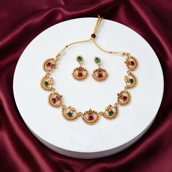 Gold_Plated_Green_Maroon_Stone_Half_Moon_Necklace_Earrings_Set_For_Women_More
