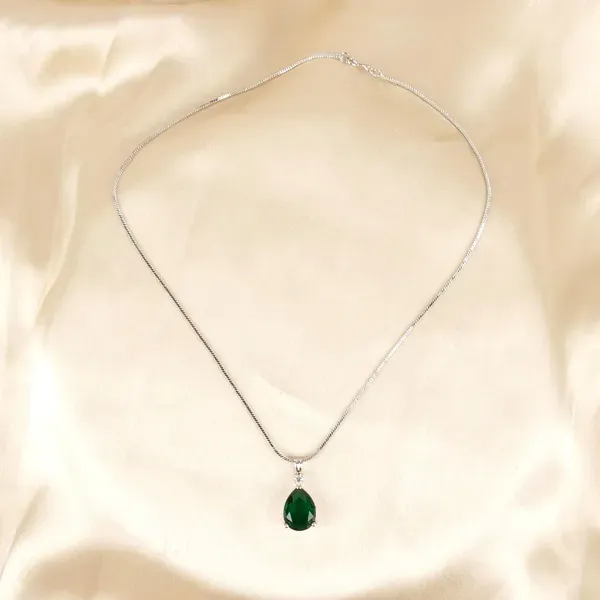 Green_Teardrop_Gemstone_Gold_Tone_Pendant_Necklace_For_Women_Pack_Of_2