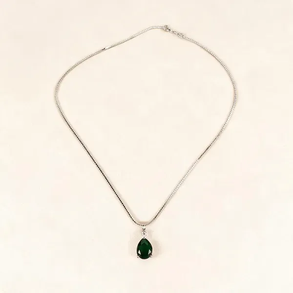 Green_Teardrop_Gemstone_Gold_Tone_Pendant_Necklace_For_Women_Pack_Of_2