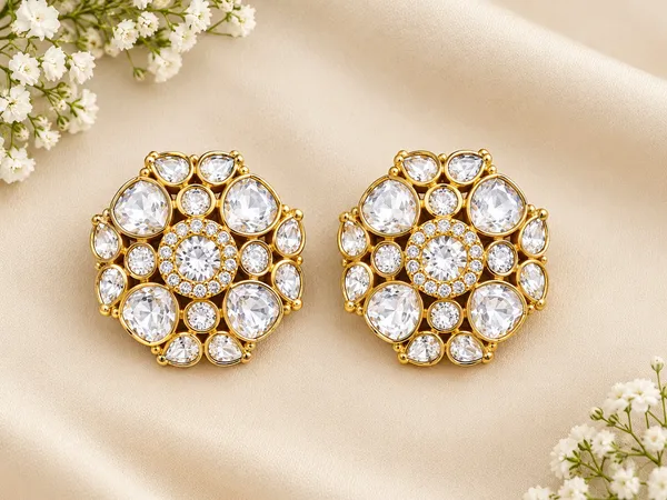 Gold_Tone_Crystal_Stud_Earrings_For_Women